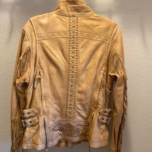 Harley Davidson Fringe Leather Riding Jacket & Gloves